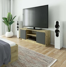 Măsuță TV Kenji (Stejar artisan + Gri). 1069931