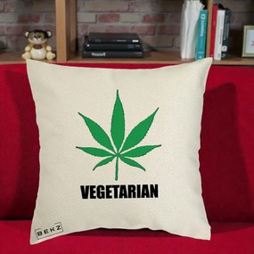 Perna Decorativa Vegetarian cu Frunza, 40x40 cm, Ecru, Husa Detasabila, Perna Inclusa, BEKZ®