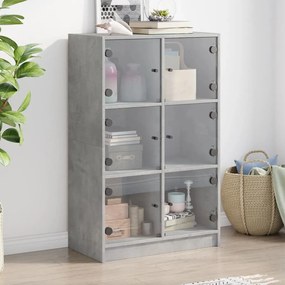vidaXL Dulapuri înalte cu uși, gri beton, 68x37x109 cm, lemn prelucrat