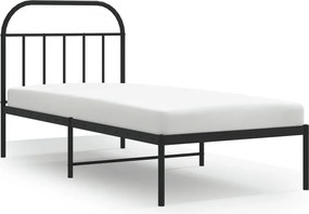 vidaXL Cadru de pat metalic cu tăblie, negru, 90x190 cm