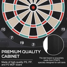 HOMCOM Tabla de Darts Electronică Profesională cu 6 Display-uri, 12 Săgeți, 27 Moduri de Joc, 51x6.5x57cm, Negru | Aosom Romania