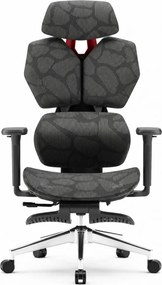 PORTO E04 Pro Executive – Scaun Ergonomic cu Suport Lombar Ajustabil, Tetieră Reglabilă, Cotiere 3D, Șezut Extensibil, Înclinare 135°, Suport pentru Picioare și Bază Metalică, Mesh, Negru