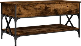 vidaXL Măsuță de cafea stejar fumuriu 100x50x50cm lemn prelucrat/metal