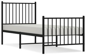 350873 vidaXL Cadru pat metalic cu tăblii de cap/picioare, negru, 80x200 cm