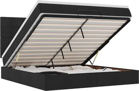 vidaXL Cadru de pat otoman cu saltea țesătură neagră 160x200cm