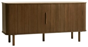 Comodă maro joasă cu aspect de lemn de stejar cu ușă glisantă 76x160 cm Cavo – Unique Furniture