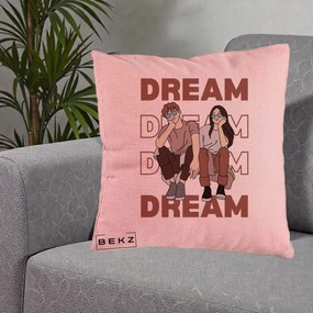 Perna Decorativa Dream Couple Aesthetic, 40x40 cm, Roz, Husa Detasabila, Perna Inclusa, BEKZ®
