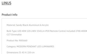 Lustra LED suspendata dimabila cu telecomanda LINUS D-45cm