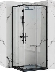 Cabina de dus patrata Rea Punto cu usi glisante 80x80 negru mat