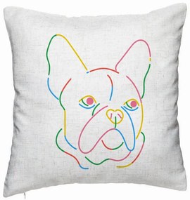 Perna Decorativa, Model Doggo MultiColor, 40x40 cm, Alb Murdar, Husa Detasabila, Burduf