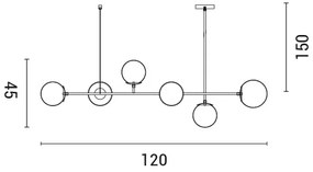 Lustră pe cablu 6xE27/10W/230V auriu