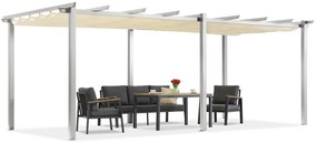 Barbados pergolă terasă 3x6 m Garden Point alb și bej