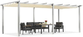 Barbados pergolă terasă 3x6 m Garden Point alb și bej