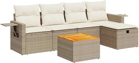 vidaXL Set canapele de grădină cu perne, 6 piese, bej, poliratan