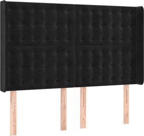 vidaXL Tăblie de pat cu aripioare, negru, 147x16x118/128 cm, catifea