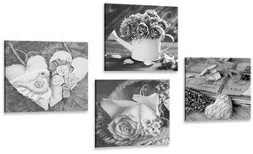 Set tablouri natura moartă vintage în alb-negru