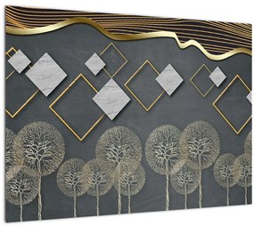 Tablou pe sticlă cu abstracție (70x50 cm)