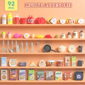 AIYAPLAY Bucătărie de Jucărie pentru Copii 3-6 Ani cu 92 de Accesorii, din PP, PE și ABS, 44.5x24x79 cm, Verde | Aosom Romania