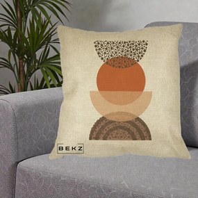 Perna Decorativa Boho Stiva Forme Punctate Terracotta, 40x40 cm, Crem, Husa Detasabila, Perna Inclusa, BEKZ®
