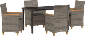 vidaXL Set de masă pentru grădină 5 pcs Gri poliratan