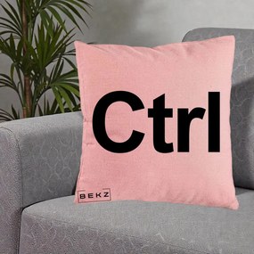 Perna Personalizata Tasta Ctrl Tipografie Bold, 40x40 cm, Roz, Husa Detasabila, Perna Inclusa, BEKZ®