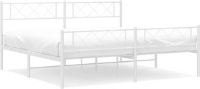 vidaXL Cadru de pat metalic cu tăblie de cap/picioare, alb, 193x203 cm