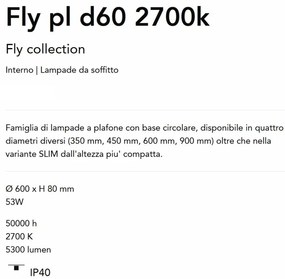 Plafoniera LED moderna Fly pl d60 2700k negru