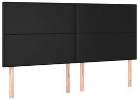 Cadru de pat cu tablie, negru, 160x200 cm, piele ecologica Negru, 160 x 200 cm, Design simplu