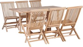 vidaXL Set mobilier de exterior pliabil, 7 piese, lemn masiv de tec