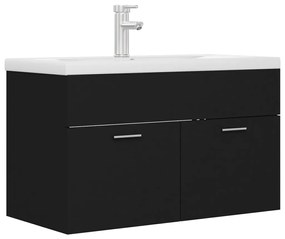 vidaXL Dulap cu chiuvetă încorporată, negru, lemn prelucrat