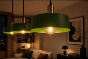 Lustră pe cablu HAKI 3xE27/60W/230V verde/crom lucios