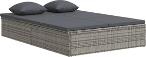 vidaXL Șezlong/canapea rabatabilă cu perne, gri închis, poliratan