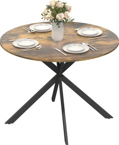 HOMCOM Masă rotundă pentru 4 persoane, masă de bucătărie în stil industrial cu picioare din oțel, pentru sufragerie, bucătărie, Maro rustic | Aosom Romania