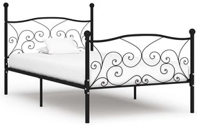 vidaXL Cadru de pat cu bază din șipci, negru, 100 x 200 cm, metal