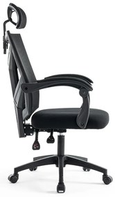Scaun tip gaming din mesh negru, cu spatar rabatabil ergonomic OFF 434