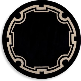 Covor rotund elegant design LUX, Palazzo 280cm negru/ alb 110586 HZ
