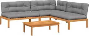 vidaXL Set canapele de grădină cu perne din paleți 4 piese lemn acacia