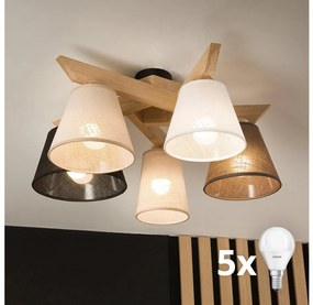 Lustră aplicată Brilagi ANTHONY 5xE14/40W/230V stejar