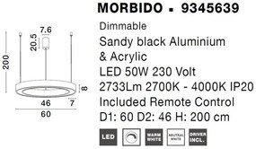 Pendul LED dimabil design modern MORBIDO negru