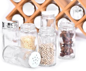 Suport pentru condimente din bambus, cu 18 piese