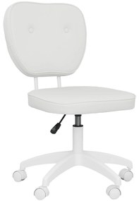 Vinsetto Scaun de birou fără brațe, fauteuil de birou, înălțime reglabilă, rotativ 360°, 46 x 59 x 82-92 cm, alb | Aosom Romania