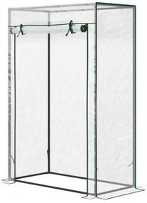 Outsunny Seră de grădină, seră de balcon, pânză consolidată din PVC, structură din oțel, ușă rulabilă cu fermoar, pentru legume, plante, flori în toate anotimpurile, interior și exterior, 100 x 50 x 150 cm alb | Aosom Romania