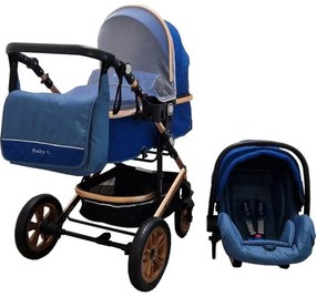 Carucior nou nascuti 3 in 1 Baby Care™ PRO 530, Cu geanta bebe, Cadru Aluminiu , Amortizoare, Roti din cauciuc plin AVE, Landou, Scoica auto, Spatar