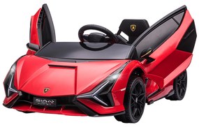 Masina electrica HOMCOM pentru copii 12V Lamborghini, telecomanda, viteza 3-8 km/h, 108x62x40cm, Rosie | Aosom Romania