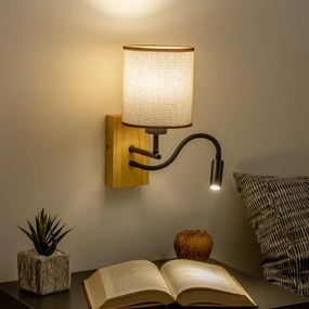 Lampă LED de perete Brilagi NUBILA WOOD 1xE27/25W/230V + LED/3W stejar/maro