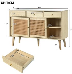 Comodă din ratan, Culoare naturală | Aosom Romania