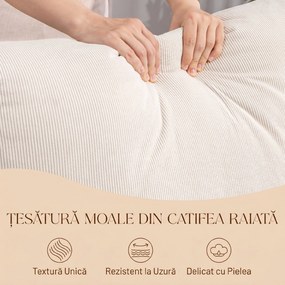 HOMCOM Balansoar din Catifea Fină cu Suport Picioare, Spătar Reclinabil, Stil Scandinav, Crem | Aosom Romania