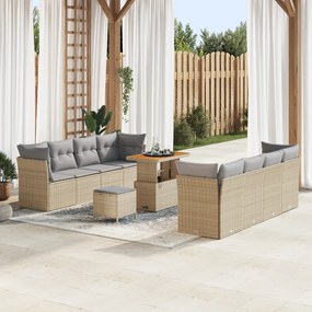Set Canapea pentru Grădină vidaXL cu Perne Bej Ratan Polimer Acacia