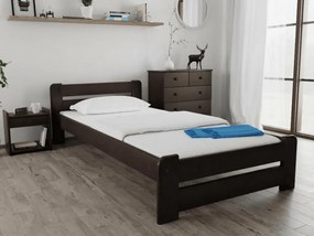 Pat de o persoana Laura 90x200 cm, nuc Saltele: Cu saltele Somnia 18 cm, Somiera pat: Cu lamele curbate