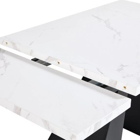 Masă de luat extensibilă, Alb+Negru | Aosom Romania